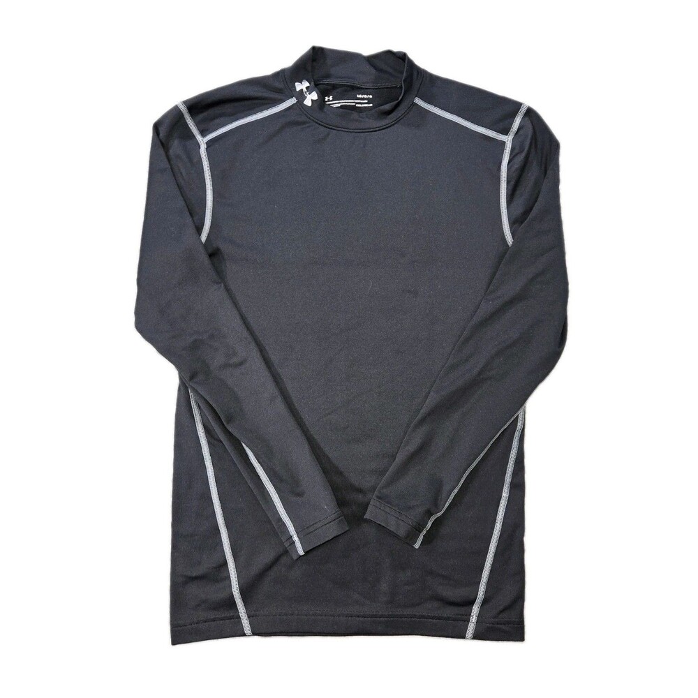 Mens Under Armour ColdGear Mock neck Long Sleeve Black Shirt Large Compression